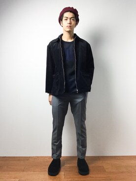 「unrelaxing（アンリラクシング）のアイテム（ハンチング/ベレー帽）」を使った、ryuto irieさん（メンズ・176cm）の秋コーディネート