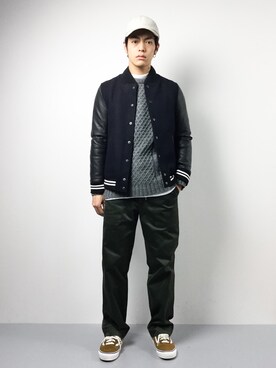 「NANO universe（ナノユニバース）のアイテム（スタジャン）」を使った、ryuto irieさん（メンズ・176cm）の秋コーディネート
