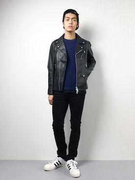 「L.H.P（エルエイチピー）のアイテム（ライダースジャケット）」を使った、ryuto irieさん（メンズ・176cm）の秋コーディネート