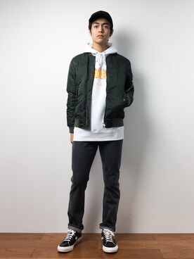 「アイテム（MA-1）」を使った、ryuto irieさん（メンズ・176cm・20代）の秋コーディネート