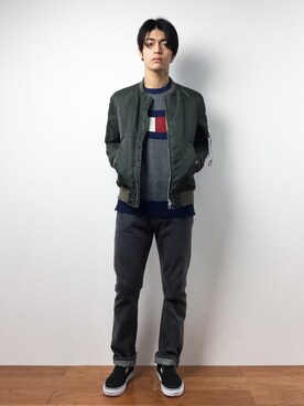 「アイテム（MA-1）」を使った、ryuto irieさん（メンズ・176cm・20代）の秋コーディネート