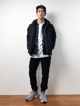 「grn（ジーアールエヌ）のアイテム（ダウンジャケット/コート）」を使った、ryuto irieさん（メンズ・176cm）の秋コーディネート