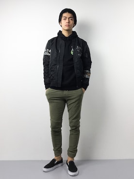 「アイテム（MA-1）」を使った、ryuto irieさん（メンズ・176cm・20代）の秋コーディネート