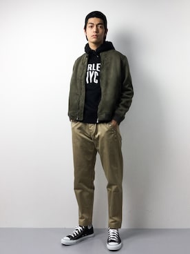 「アイテム（MA-1）」を使った、ryuto irieさん（メンズ・176cm・20代）の秋コーディネート