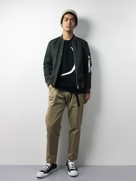 「アイテム（MA-1）」を使った、ryuto irieさん（メンズ・176cm・20代）の秋コーディネート