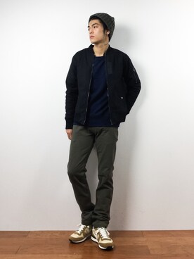 「ZIP FIVE（ジップファイブ）のアイテム（MA-1）」を使った、ryuto irieさん（メンズ・176cm）の秋コーディネート