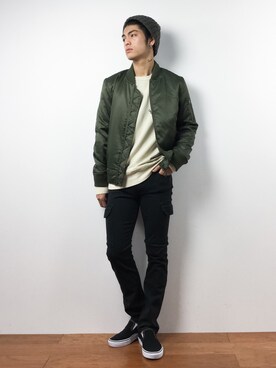 「ZIP FIVE（ジップファイブ）のアイテム（カーゴパンツ）」を使った、ryuto irieさん（メンズ・176cm）の秋コーディネート