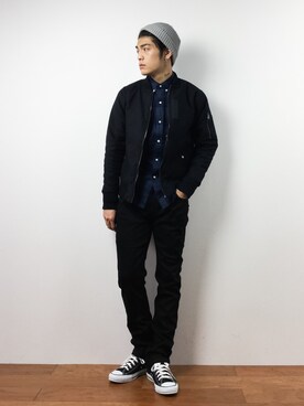 「ZIP FIVE（ジップファイブ）のアイテム（MA-1）」を使った、ryuto irieさん（メンズ・176cm）の秋コーディネート