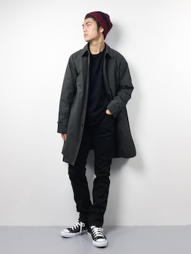 「BEAMS（ビームス）のアイテム（ステンカラーコート）」を使った、ryuto irieさん（メンズ・176cm）の秋コーディネート