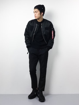 「アイテム（MA-1）」を使った、ryuto irieさん（メンズ・176cm・20代）の秋コーディネート