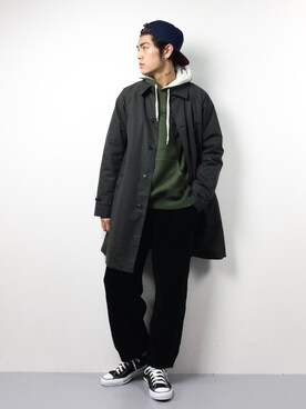 「BEAMS（ビームス）のアイテム（ステンカラーコート）」を使った、ryuto irieさん（メンズ・176cm）の秋コーディネート