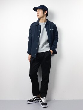 「Champion（チャンピオン）のアイテム（ナイロンジャケット）」を使った、ryuto irieさん（メンズ・176cm）の秋コーディネート