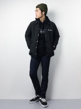 「Champion（チャンピオン）のアイテム（ナイロンジャケット）」を使った、ryuto irieさん（メンズ・176cm）の秋コーディネート