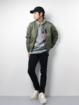 「アイテム（MA-1）」を使った、ryuto irieさん（メンズ・176cm・20代）の秋コーディネート