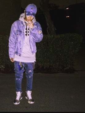 「Bape」｜「アイテム（デニムジャケット）」を使った、YOSHℹ︎さん（メンズ・174cm）の冬コーディネート