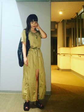 「MARGIELA」｜「アイテム（ワンピース/ドレス）」を使った、isakiさん（レディース・158cm）の春コーディネート