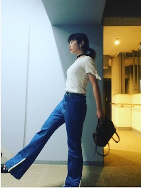 「JW Anderson（ジェイダブリューアンダーソン）のアイテム（Tシャツ/カットソー）」を使った、isakiさん（レディース・158cm）の春コーディネート