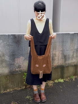 「ブラック×ホワイト」｜「アイテム（オールインワン・サロペット）」を使った、おたーささん（レディース・165cm）の夏コーディネート