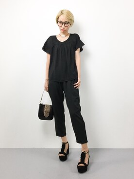 「AULI（アウリィ）のアイテム（つなぎ/オールインワン）」を使った、COLLENTE(yuco)さん（レディース・168cm）の夏コーディネート