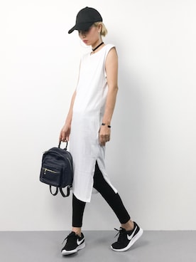 「VIA BUS STOP（ヴィアバスストップ）のアイテム（バッグ）」を使った、COLLENTE(yuco)さん（レディース・168cm）の夏コーディネート