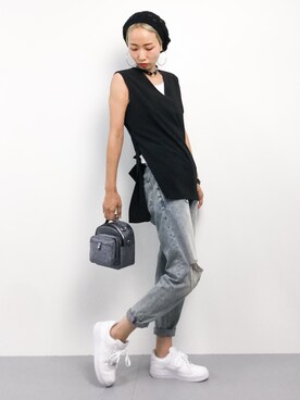 「アイテム（バックパック/リュック、シルバー系）」を使った、COLLENTE(yuco)さん（レディース・168cm）の夏コーディネート