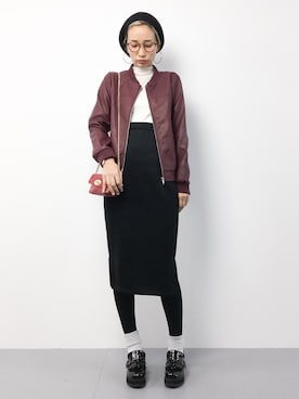 「ラフスタイル」｜「アイテム（MA-1）」を使った、COLLENTE(yuco)さん（レディース・168cm）の秋コーディネート