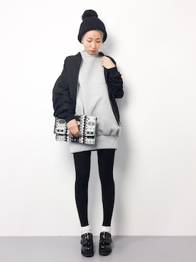 「OSMOSIS（オズモーシス）のアイテム（ブルゾン）」を使った、COLLENTE(yuco)さん（レディース・168cm）の秋コーディネート