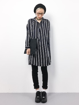 「AS KNOW AS PINKY（アズノゥアズピンキー）のアイテム（シャツワンピース）」を使った、COLLENTE(yuco)さん（レディース・168cm）の秋コーディネート