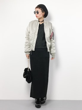 「ラフスタイル」｜「アイテム（MA-1）」を使った、COLLENTE(yuco)さん（レディース・168cm）の秋コーディネート