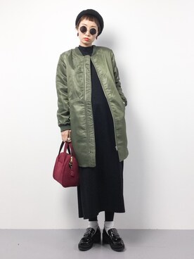 「ラフスタイル」｜「アイテム（MA-1）」を使った、COLLENTE(yuco)さん（レディース・168cm）の秋コーディネート