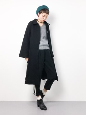 「ADAM ET ROPE'（アダムエロペ）のアイテム（ステンカラーコート）」を使った、COLLENTE(yuco)さん（レディース・168cm）の冬コーディネート