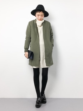 「reca（レカ）のアイテム（MA-1）」を使った、COLLENTE(yuco)さん（レディース・168cm）の冬コーディネート