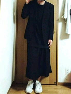 「RickOwens×adidas」｜「アイテム（スウェット）」を使った、浮夜さん（メンズ・176cm）の夏コーディネート