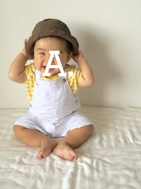 「BeBe（ベベ）のアイテム（サロペット/オーバーオール）」を使った、A.asperaさん（キッズ・80cm）の夏コーディネート
