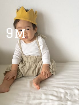 「9ヶ月」｜「アイテム（サロペット/オーバーオール）」を使った、A.asperaさん（キッズ・80cm）の秋コーディネート
