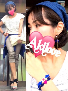 「ジャパンブルー」｜「アイテム（アクセサリー）」を使った、Akiloveさん（レディース・172cm）の夏コーディネート