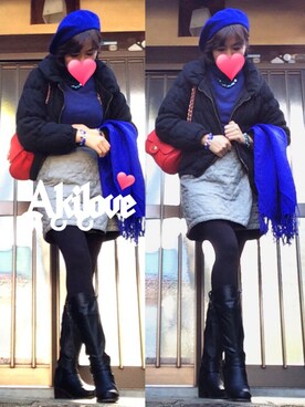 「ミカヅキモモコ（ミカヅキモモコ）のアイテム（ハンチング/ベレー帽）」を使った、Akiloveさん（レディース・172cm）の秋コーディネート