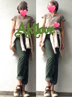 「ミカヅキモモコ（ミカヅキモモコ）のアイテム（ハンチング/ベレー帽）」を使った、Akiloveさん（レディース・172cm）の夏コーディネート
