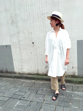 「スキッパーシャツ」｜「アイテム（シャツワンピース）」を使った、mayonseさん（レディース・161cm）の夏コーディネート