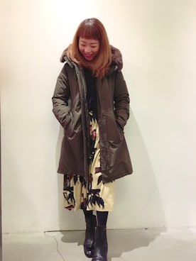 「WOOLRICH（ウールリッチ）のアイテム（ダウンジャケット/コート）」を使った、mayonseさん（レディース・161cm）の秋コーディネート