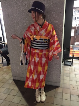 「着物モダン」｜なるラムさん（レディース・160cm）の秋コーディネート