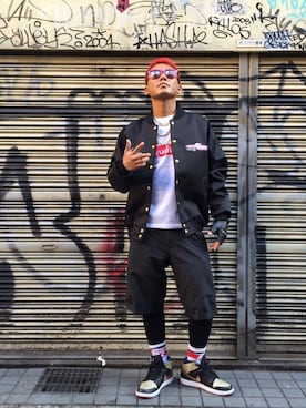 「JOYRICH」｜「アイテム（ナイロンジャケット）」を使った、渋谷あっくんさん（メンズ・163cm）の秋コーディネート