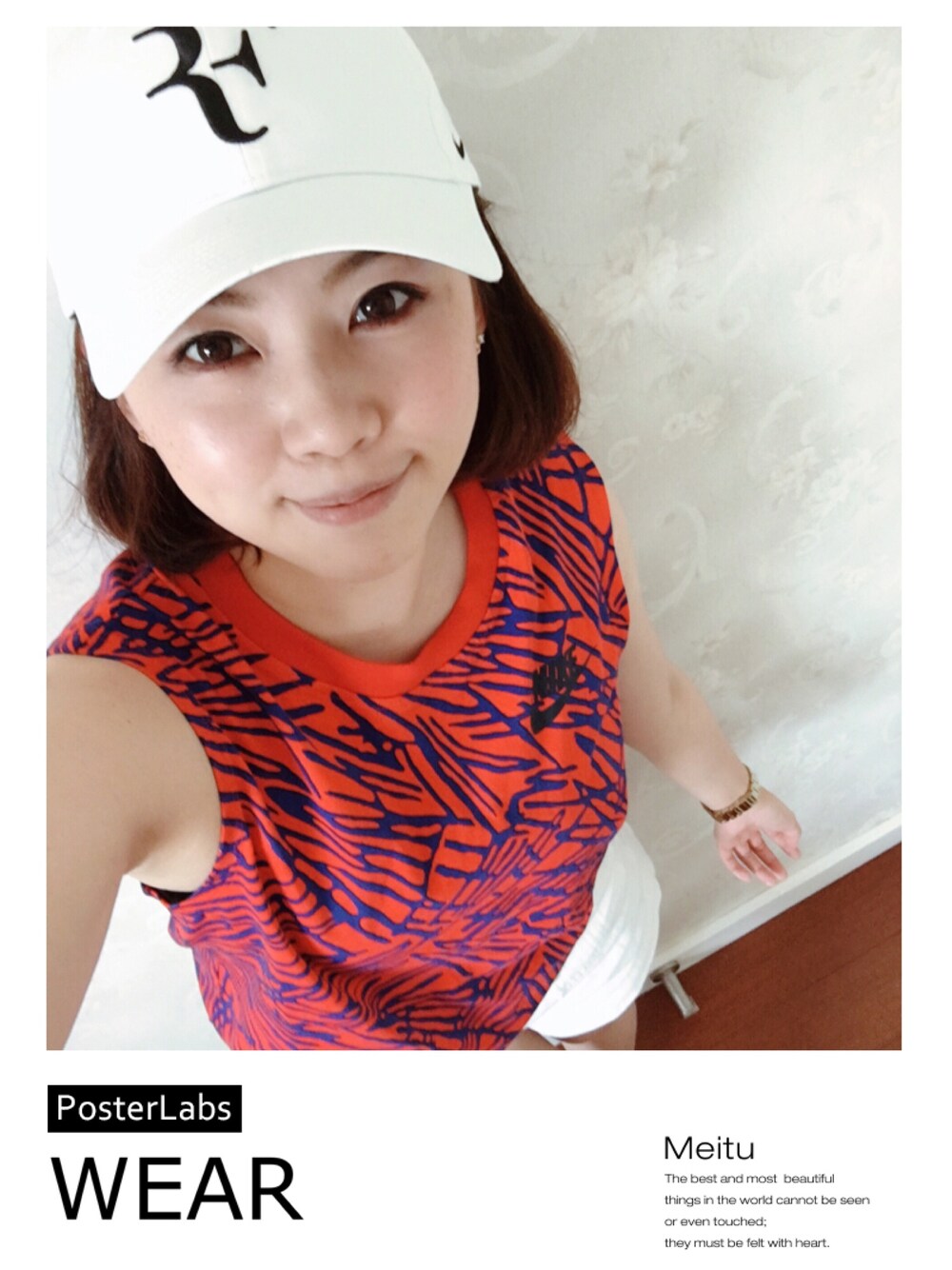 「白Tシャツ、NIKE、休日スタイル、girl」｜「NIKEのアイテム（タンクトップ、レッド系）」を使った、miyayayaさん（レディース・160cm）の夏コーディネートの1枚目の写真