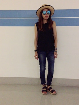 「INITIALS（イニシャルズ）のアイテム」を使った、ChaumingHoさん（レディース・158cm）の夏コーディネート