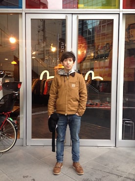 「Carhartt WIP（カーハートダブリューアイピー）のアイテム（マウンテンパーカー）」を使った、Michaelさん（メンズ・170cm）の冬コーディネート