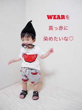 「アイテム（福袋/福箱、レッド系）」を使った、s*さん（キッズ・80cm）の夏コーディネート