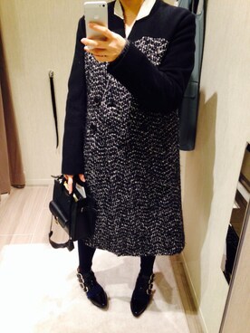 「DRIES VAN NOTEN（ドリスヴァンノッテン）のアイテム（チェスターコート）」を使った、moさん（レディース・163cm）の冬コーディネート