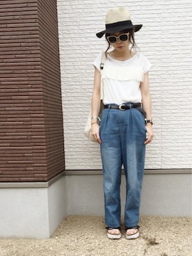 「店頭コーデ」｜「アイテム（帽子）」を使った、masa-miさん（レディース・153cm）の夏コーディネート