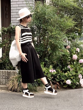 「アイテム（バックパック/リュック、シルバー系）」を使った、masa-miさん（レディース・153cm）の夏コーディネート