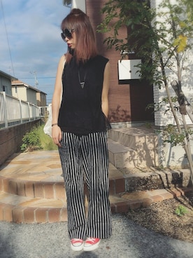 「アイテム（バックパック/リュック、シルバー系）」を使った、masa-miさん（レディース・153cm）の夏コーディネート